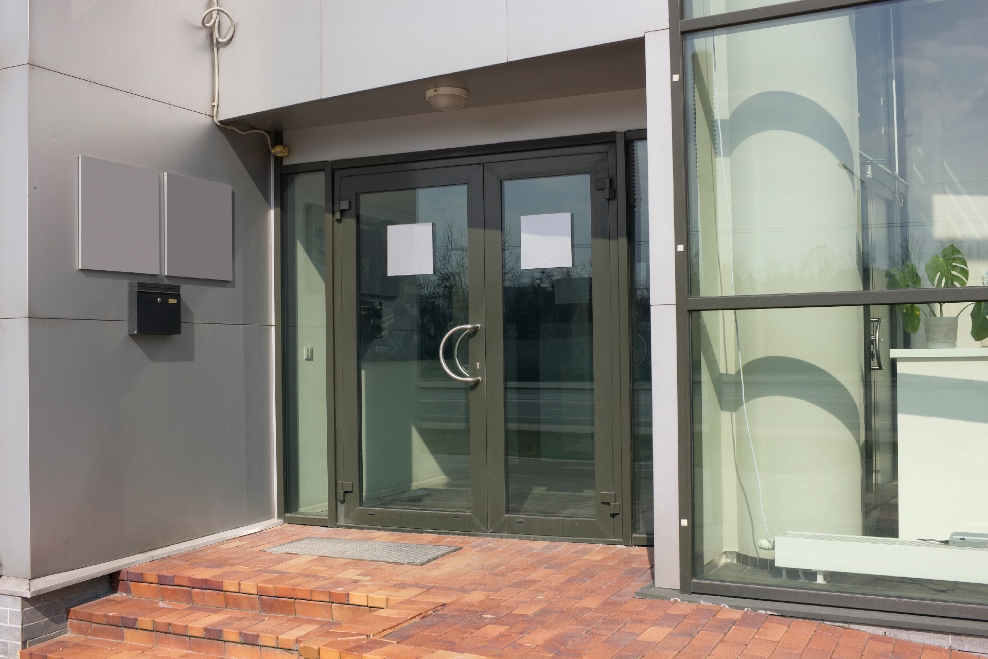 Commercial property glass doors.